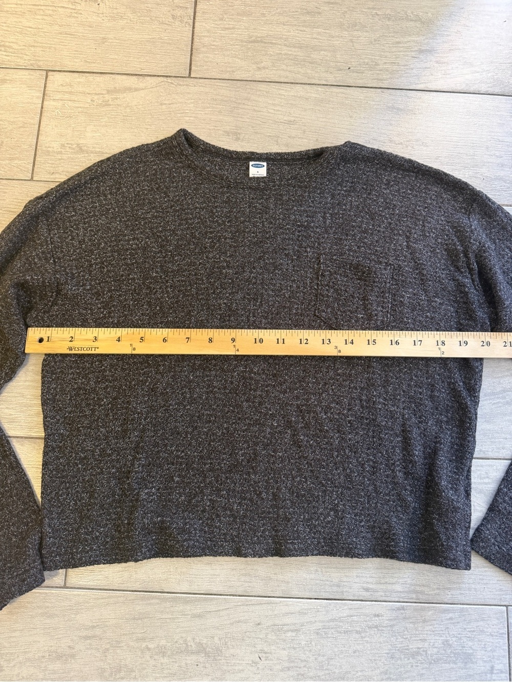 Old Navy Cropped Waffle Knit Long Sleeve Top Gray Size Small - Picture 6 of 6